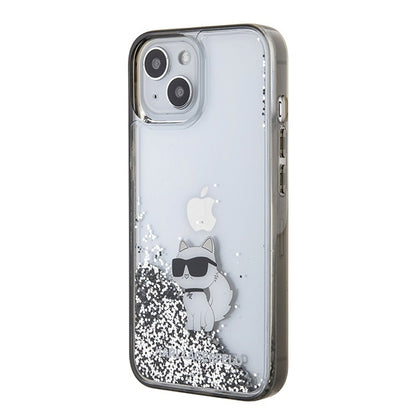 Ovitek za Apple iPhone 15 / 14 / 13, Karl Lagerfeld, Liquid Glitter Choupette, Prozoren