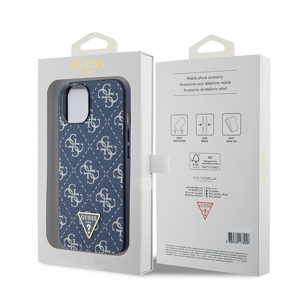 Ovitek za Apple iPhone 15, Guess, 4G Triangle Logo, Modra