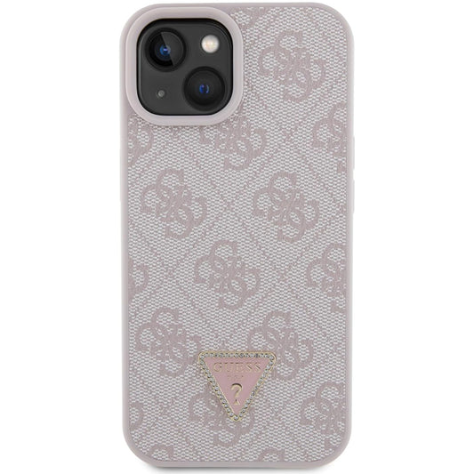 Ovitek za Apple iPhone 15, Guess, 4G Triangle Strass, Roza