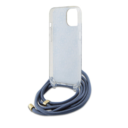 Ovitek za Apple iPhone 15, Guess, Crossbody Cord 4G Print, Modra