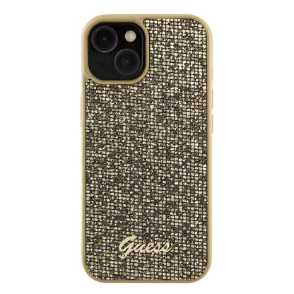 Ovitek za Apple iPhone 15, Guess, Disco Metal Script, Zlat
