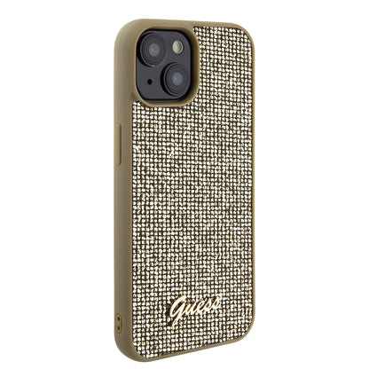 Ovitek za Apple iPhone 15, Guess, Disco Metal Script, Zlat