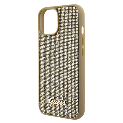 Ovitek za Apple iPhone 15, Guess, Disco Metal Script, Zlat