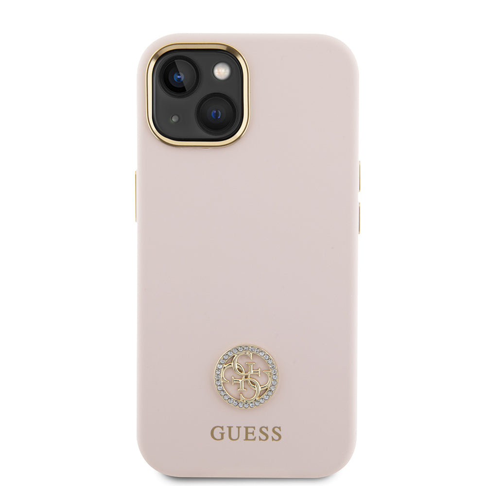 Ovitek za Apple iPhone 15, Guess, Logo Strass 4G, Svetlo roza