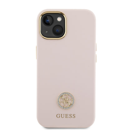 Ovitek za Apple iPhone 15, Guess, Logo Strass 4G, Svetlo roza