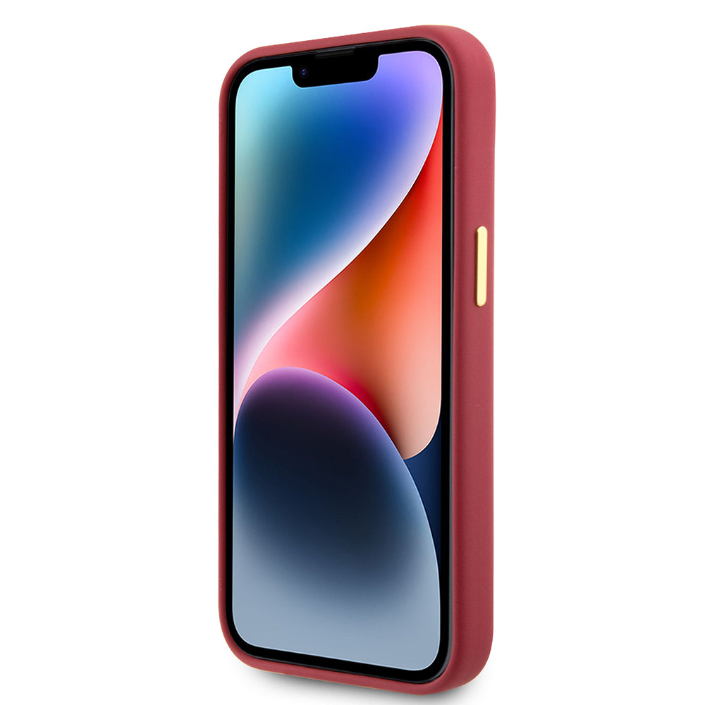 Ovitek za Apple iPhone 15, Guess, Script Metal Logo & Frame, Roza