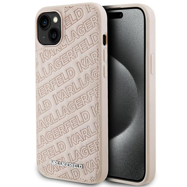 Ovitek za Apple iPhone 15, Karl Lagerfeld, Diagonal Quilted K vzorec, Roza