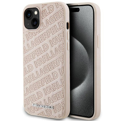 Ovitek za Apple iPhone 15, Karl Lagerfeld, Diagonal Quilted K vzorec, Roza