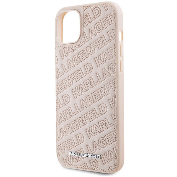 Ovitek za Apple iPhone 15, Karl Lagerfeld, Diagonal Quilted K vzorec, Roza