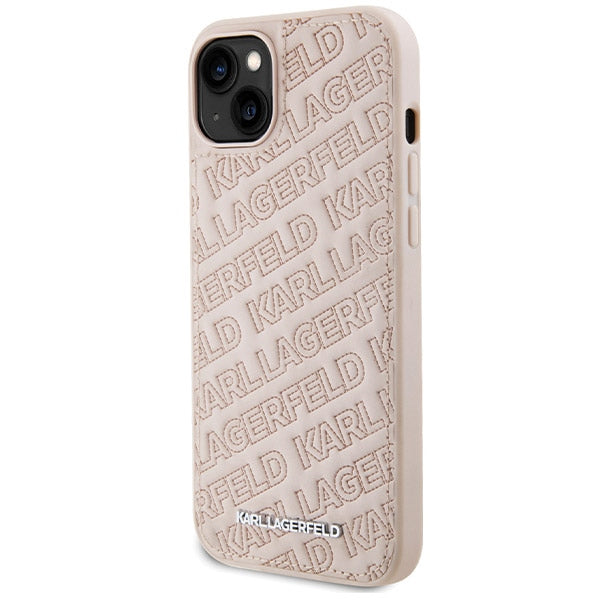 Ovitek za Apple iPhone 15, Karl Lagerfeld, Diagonal Quilted K vzorec, Roza