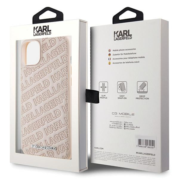 Ovitek za Apple iPhone 15, Karl Lagerfeld, Diagonal Quilted K vzorec, Roza