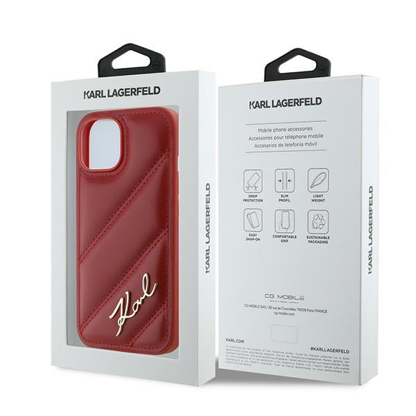 Ovitek za Apple iPhone 15, Karl Lagerfeld, Diagonal Quilted Script, Rosie