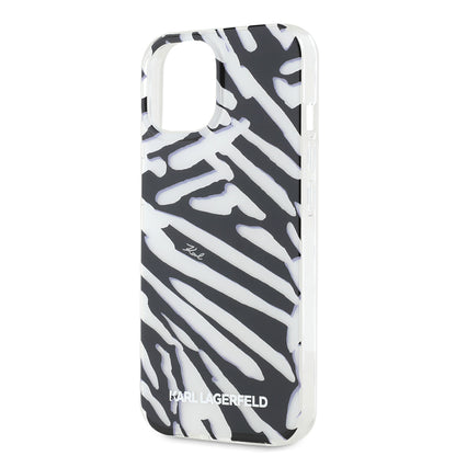 Ovitek za Apple iPhone 15, Karl Lagerfeld, IML Luxury Zebra Pattern with Strap, Črna