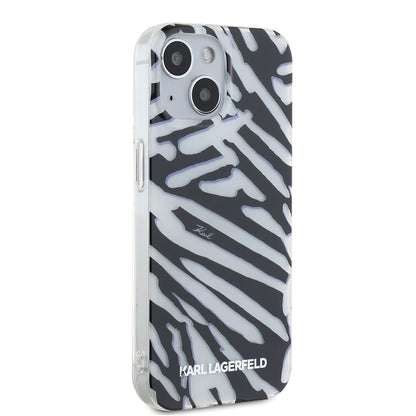 Ovitek za Apple iPhone 15, Karl Lagerfeld, IML Luxury Zebra Pattern with Strap, Črna