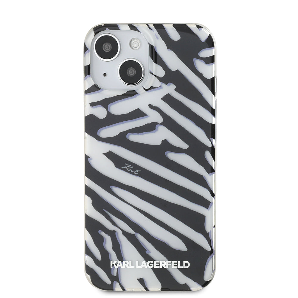 Ovitek za Apple iPhone 15, Karl Lagerfeld, IML Luxury Zebra Pattern with Strap, Črna