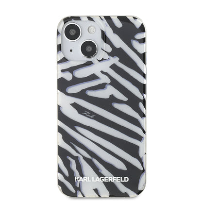 Ovitek za Apple iPhone 15, Karl Lagerfeld, IML Luxury Zebra Pattern with Strap, Črna