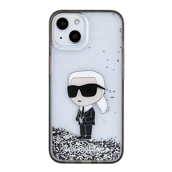 Ovitek za Apple iPhone 15, Karl Lagerfeld, Liquid Glitter Ikonik Karl, Prozoren