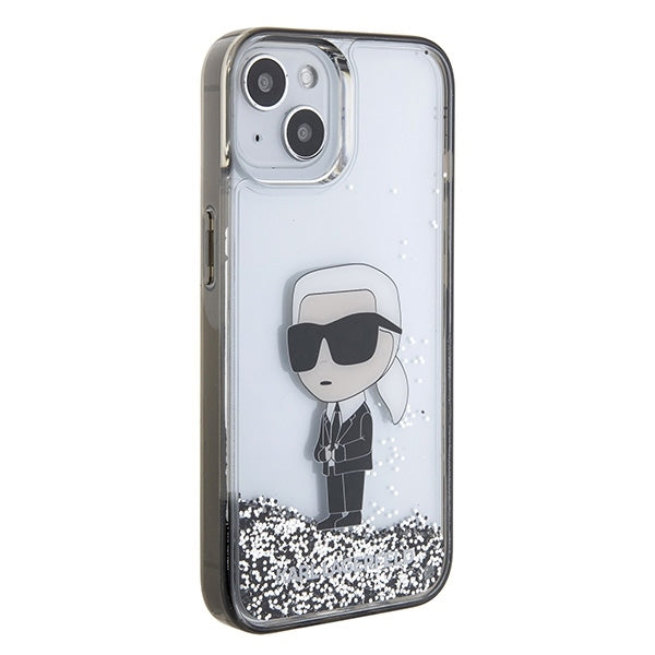 Ovitek za Apple iPhone 15, Karl Lagerfeld, Liquid Glitter Ikonik Karl, Prozoren
