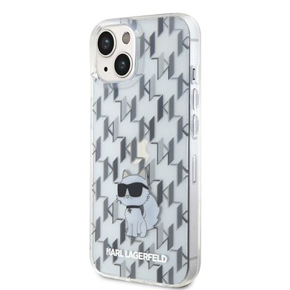 Ovitek za Apple iPhone 15, Karl Lagerfeld, Monogram Choupette, Prozoren