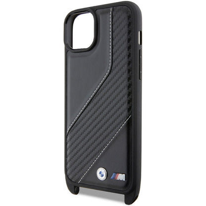 Ovitek za Apple iPhone 15 Plus, BMW, M Edition Carbon Stripe & Strap, Črn