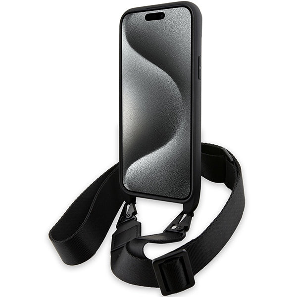 Ovitek za Apple iPhone 15 Plus, BMW, M Edition Carbon Stripe & Strap, Črn