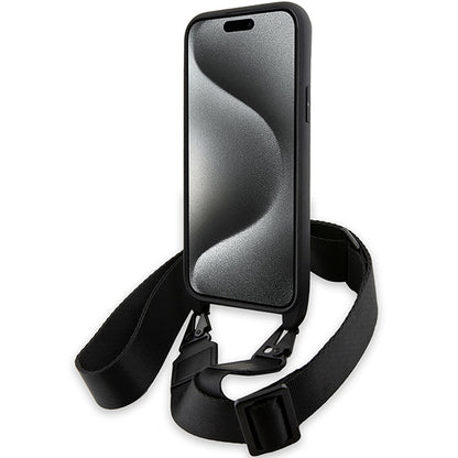 Ovitek za Apple iPhone 15 Plus, BMW, M Edition Carbon Stripe & Strap, Črn