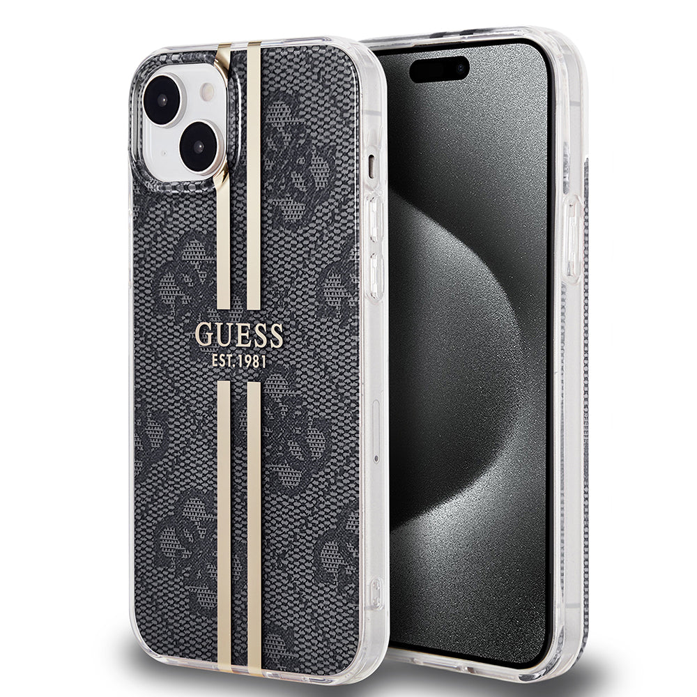 Ovitek za Apple iPhone 15 Plus, Guess, IML 4G Gold Stripe, črn