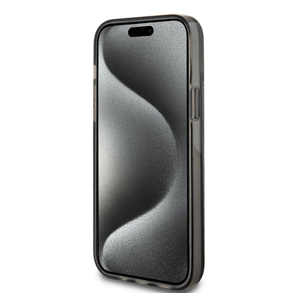 Ovitek za Apple iPhone 15 Plus, Guess, Liquid Glitter Gold Stripes, črn