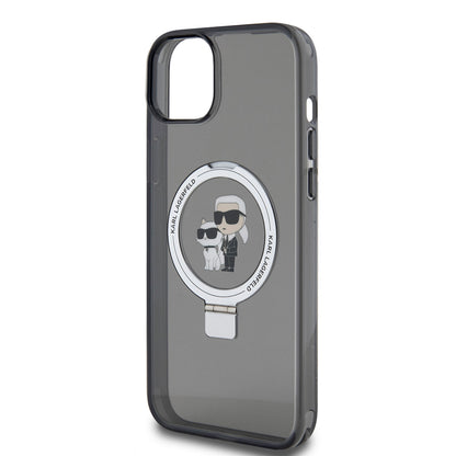Ovitek za Apple iPhone 15 Plus, Karl Lagerfeld, Ringstand Karl & Choupette, črn