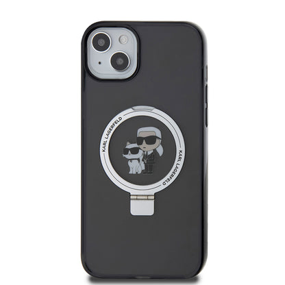 Ovitek za Apple iPhone 15 Plus, Karl Lagerfeld, Ringstand Karl & Choupette, črn