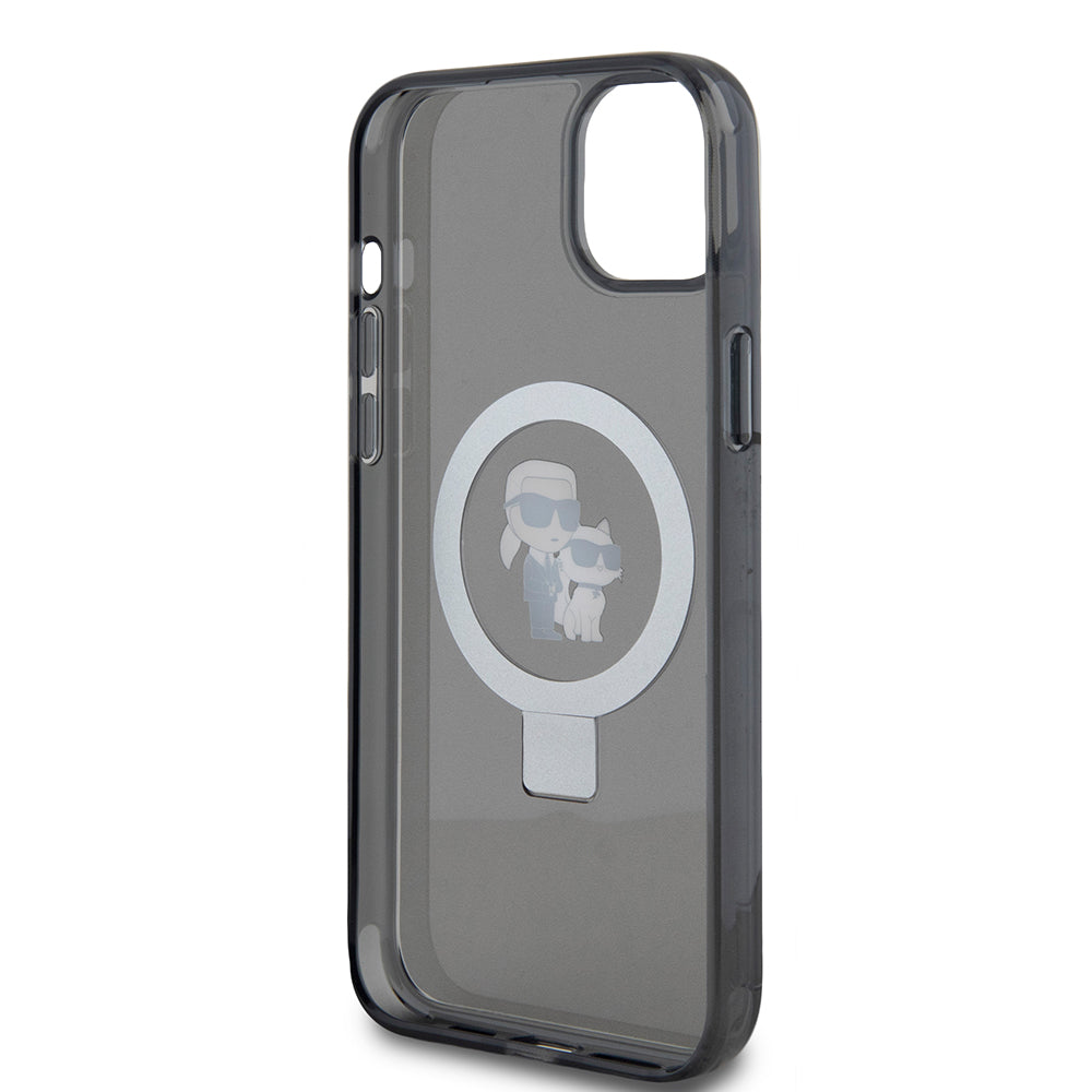 Ovitek za Apple iPhone 15 Plus, Karl Lagerfeld, Ringstand Karl & Choupette, črn