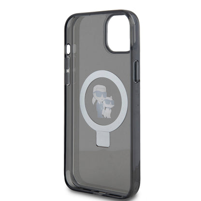 Ovitek za Apple iPhone 15 Plus, Karl Lagerfeld, Ringstand Karl & Choupette, črn