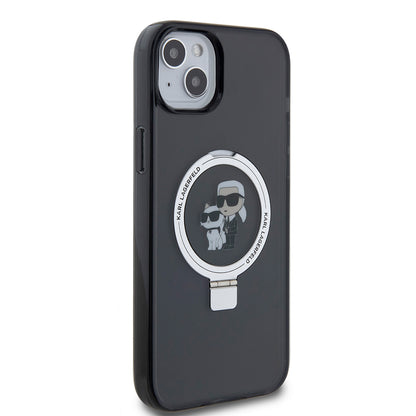 Ovitek za Apple iPhone 15 Plus, Karl Lagerfeld, Ringstand Karl & Choupette, črn
