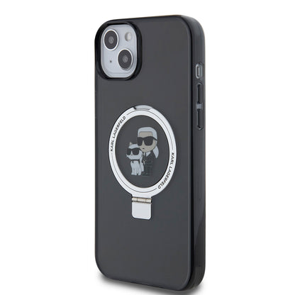 Ovitek za Apple iPhone 15 Plus, Karl Lagerfeld, Ringstand Karl & Choupette, črn