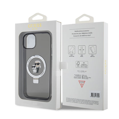 Ovitek za Apple iPhone 15 Plus, Karl Lagerfeld, Ringstand Karl & Choupette, črn
