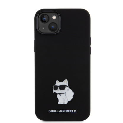 Ovitek za Apple iPhone 15 Plus, Karl Lagerfeld, Silicone Choupette Metal, črn