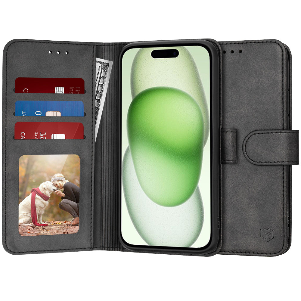 Ovitek za Apple iPhone 15 Plus, Techsuit, Diary Book, Črn