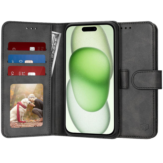 Ovitek za Apple iPhone 15 Plus, Techsuit, Diary Book, Črn