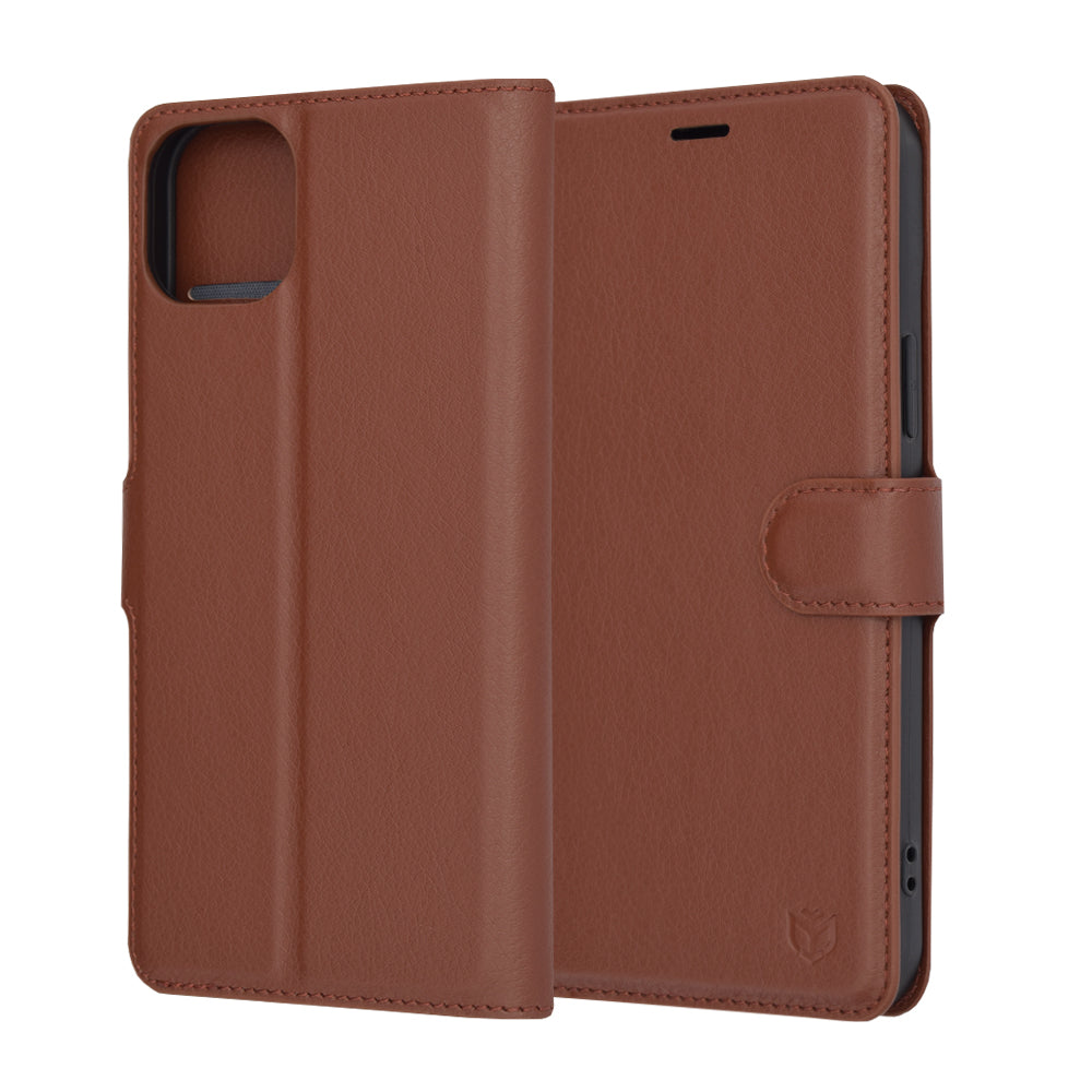 Ovitek za Apple iPhone 15 Plus, Techsuit, usnjen folio, rjav