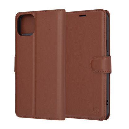 Ovitek za Apple iPhone 15 Plus, Techsuit, usnjen folio, rjav