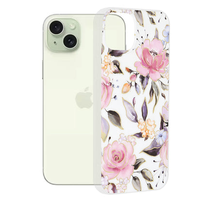 Ovitek za Apple iPhone 15 Plus, Techsuit, Marble, Bela