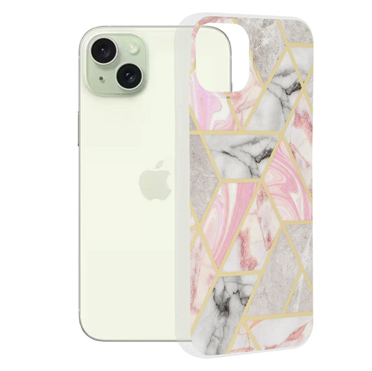 Ovitek za Apple iPhone 15 Plus, Techsuit, Marble, Roza