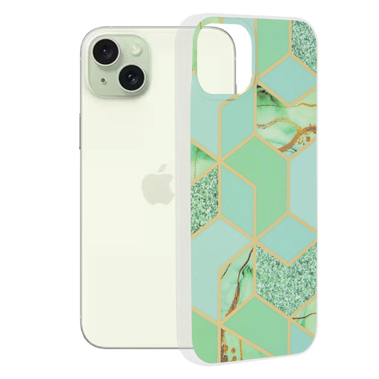 Ovitek za Apple iPhone 15 Plus, Techsuit, Marble, Zelen