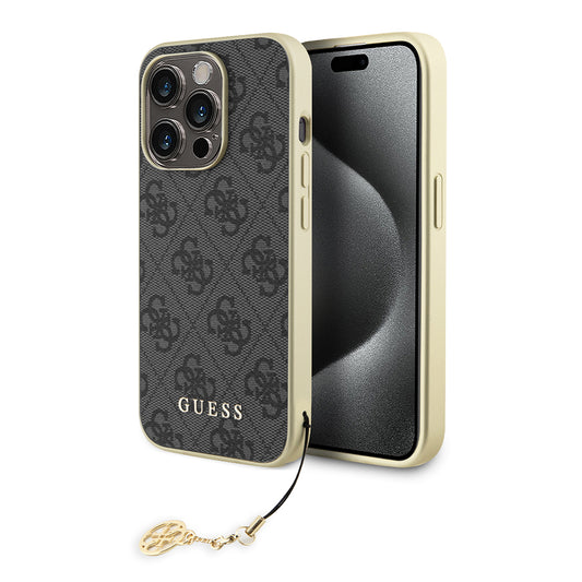 Ovitek za Apple iPhone 15 Pro, Guess, 4G Charm, Siva