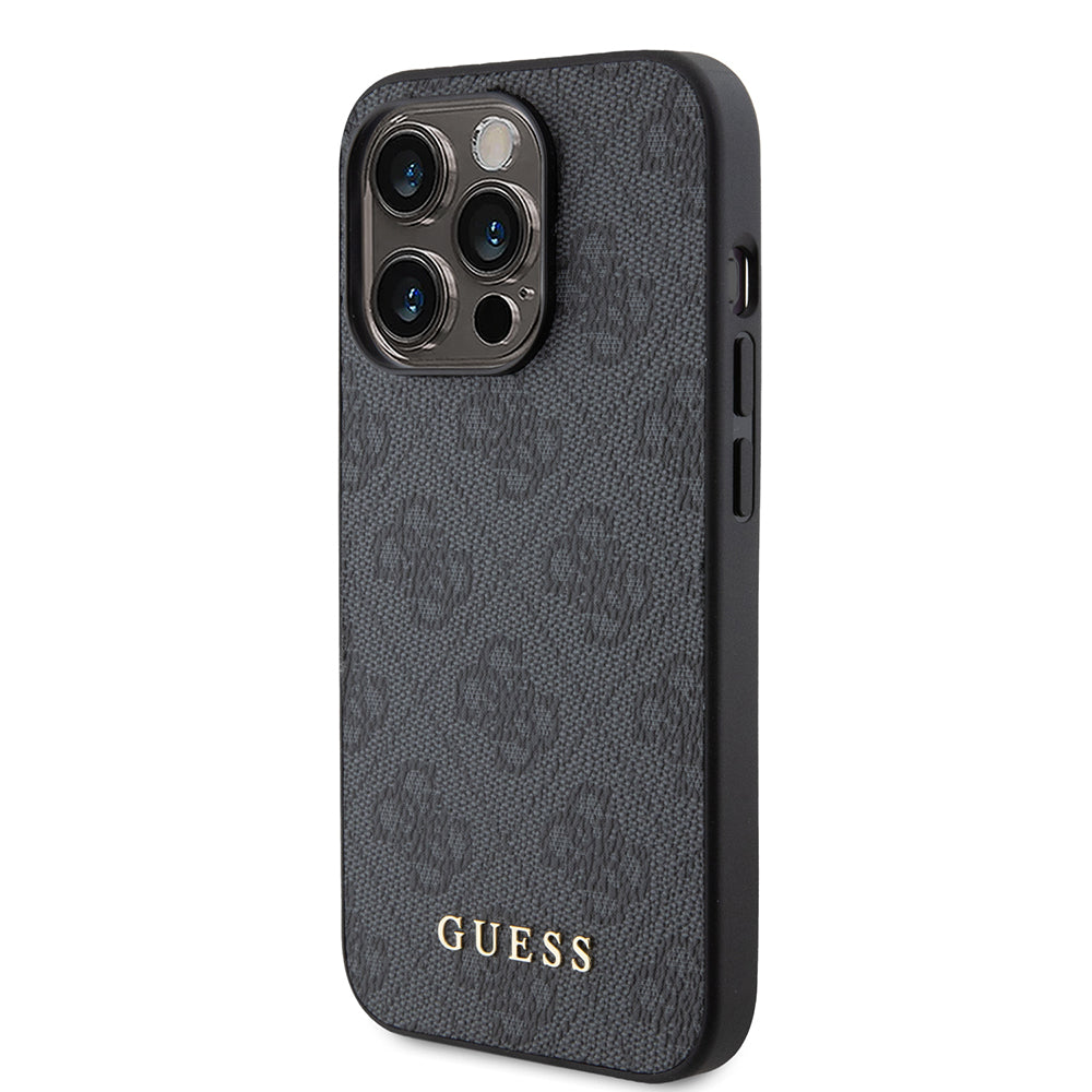 Ovitek za Apple iPhone 15 Pro, Guess, 4G Metal Gold Logo, Siv
