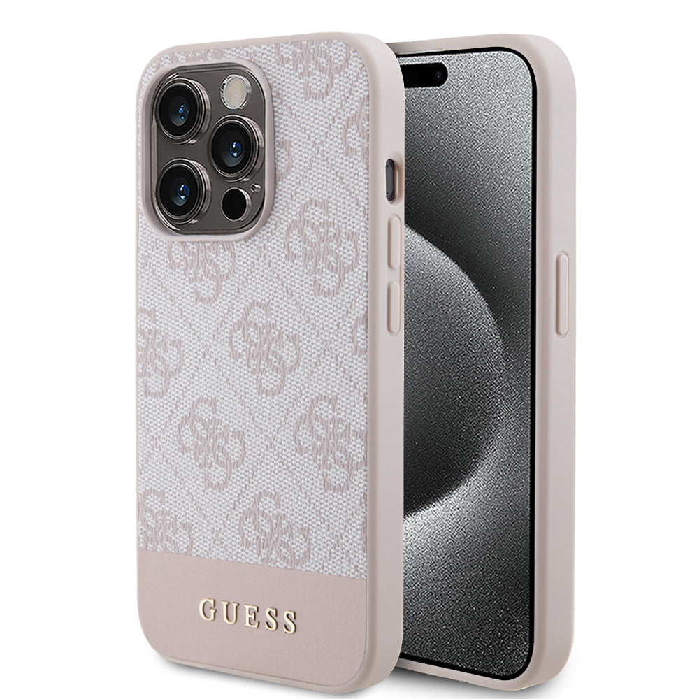 Ovitek za Apple iPhone 15 Pro, Guess, 4G Stripe, Roza