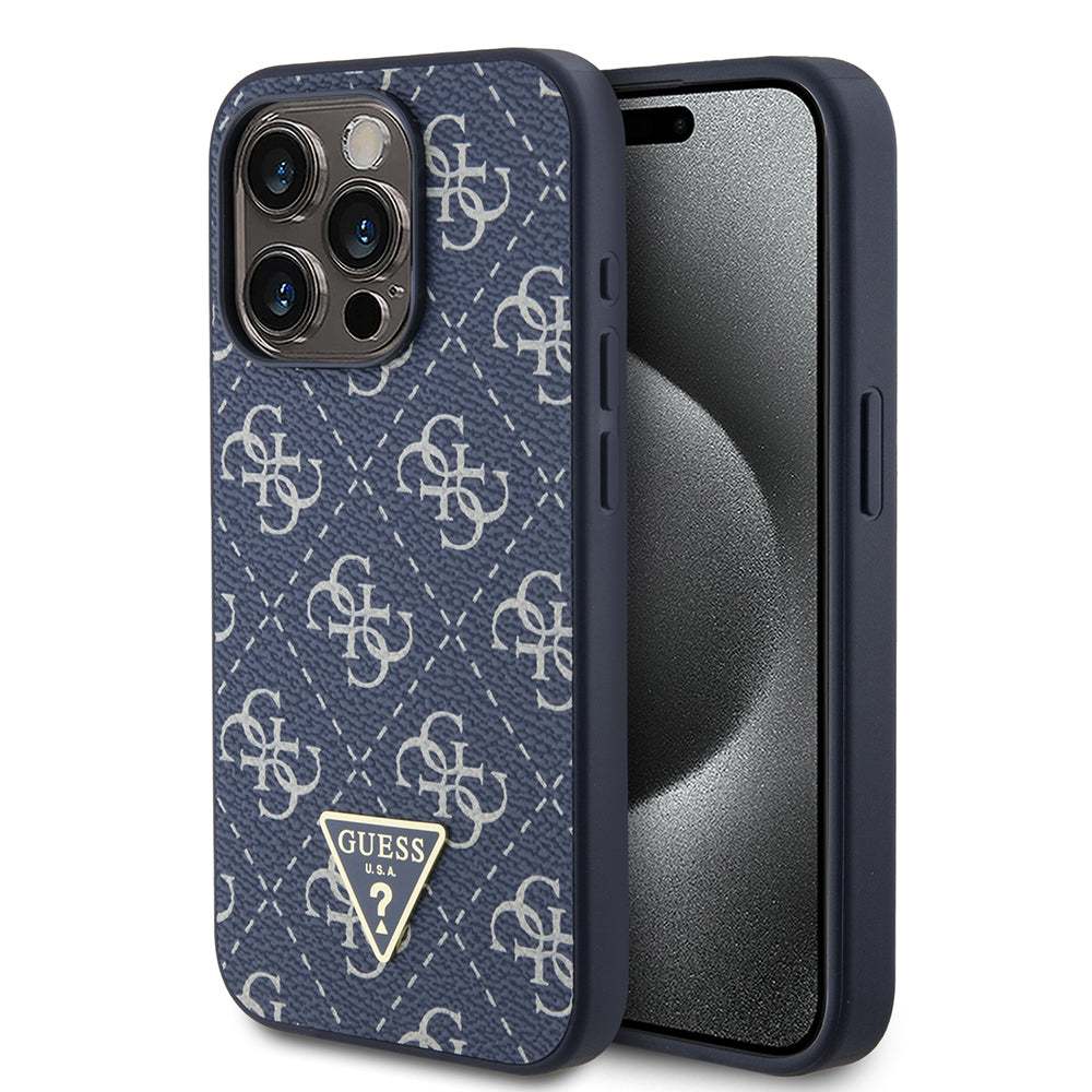 Ovitek za Apple iPhone 15 Pro, Guess, 4G Triangle Logo, Modra