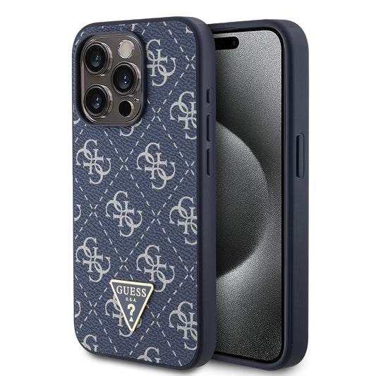 Ovitek za Apple iPhone 15 Pro, Guess, 4G Triangle Logo, Modra