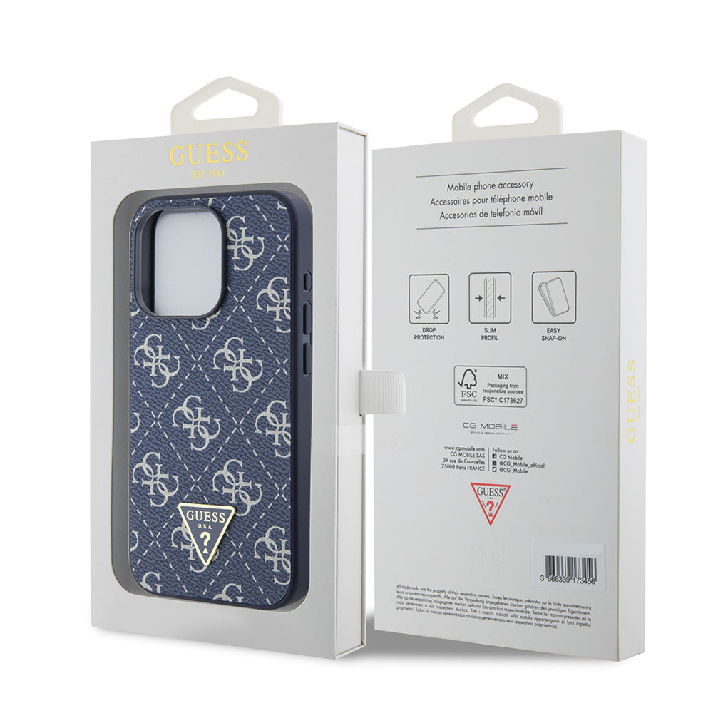 Ovitek za Apple iPhone 15 Pro, Guess, 4G Triangle Logo, Modra