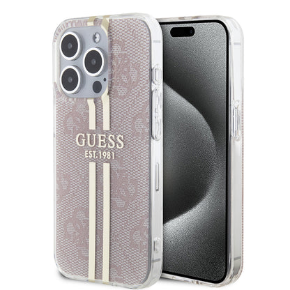 Ovitek za Apple iPhone 15 Pro, Guess, IML 4G Gold Stripe, Roza